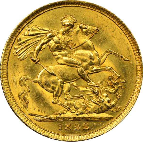 【MS64】1822年 ジョージ4世 1ソブリン金貨(裏)