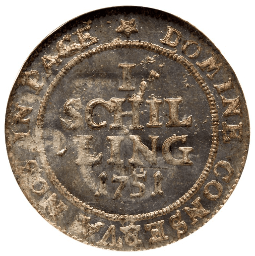 【MS66】1751年 スイス チューリッヒ 1シリング 銀貨(裏)