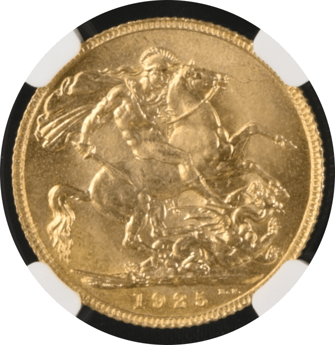 【MS66】1925年 イギリス ジョージ5世 1ソブリン金貨(裏)