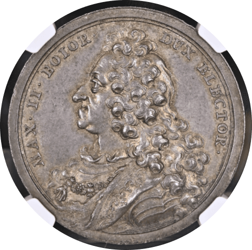 【MS64】1726年 神聖ローマ帝国 ドイツ ババリア（バイエルン） マキシミリアン2世エマヌエル  銀メダル(表)