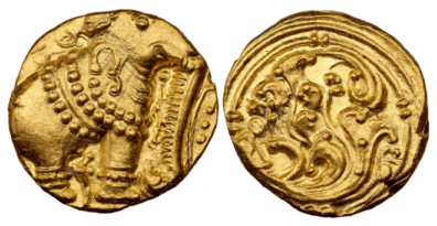 【MS64】1100年〜1327年 インド 西ガンガ朝 エレファント パゴダ金貨(表)