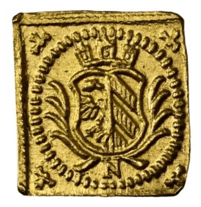 【MS66】1700年 神聖ローマ帝国 ドイツ ニュルンベルク 角ラムダカット（Klippe） 1/8ダカット金貨(裏)