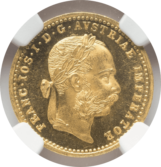 【MS65】1890年 オーストリア フランツ・ヨーゼフ1世 1ダカット金貨(表)