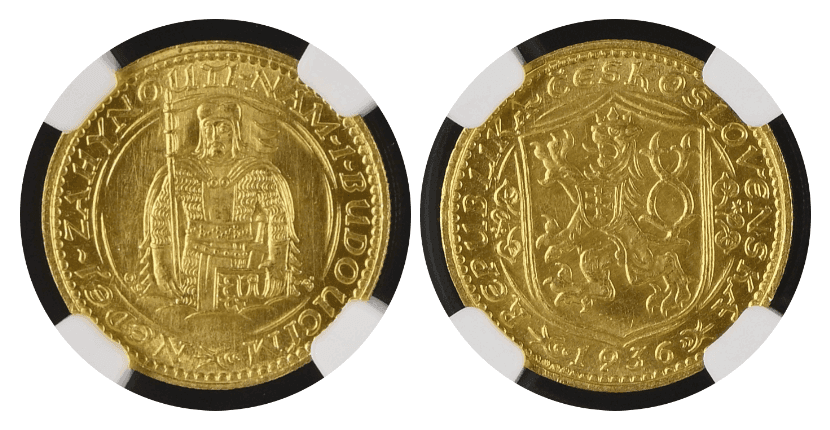 【MS66+】1936年 チェコスロバキア  1ダカット金貨