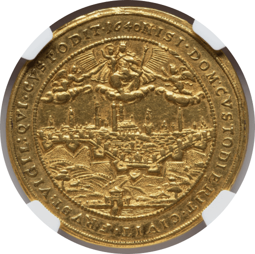 【AU53】1640年  神聖ローマ帝国 ドイツ バイエルン マクシミリアン1世  都市景観 5ダカット金貨(裏)