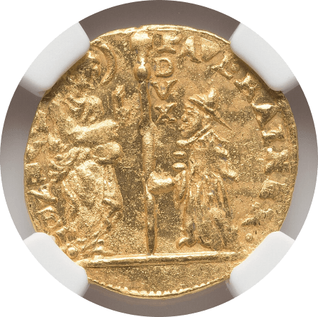 【MS62】1779年?1789年 イタリア ヴェネツィア  パオロ・レーニア ゼッキーノ金貨(表)