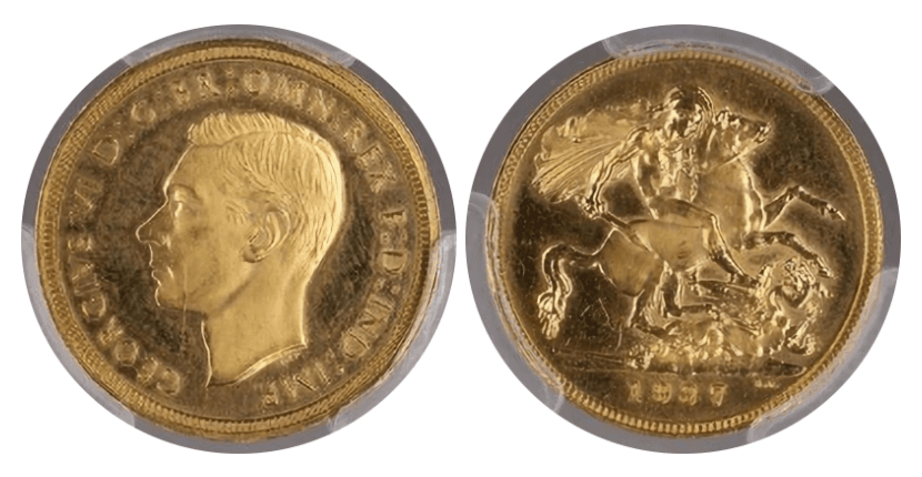 【 PR63CAMEO〜PR64CAMEO】1937年 イギリス ジョージ6世 プルーフ金貨4枚セット(表)