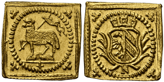 【MS67】1700年 神聖ローマ帝国 ドイツ ニュルンベルク 角ラムダカット 1/8ダカット金貨