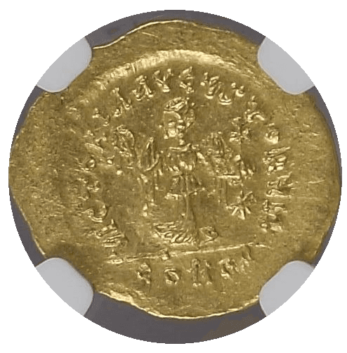 【MS 5/5 3/5】491年〜518年 ビザンツ帝国（東ローマ帝国） アナスタシウス1世 トレミシス金貨(裏)