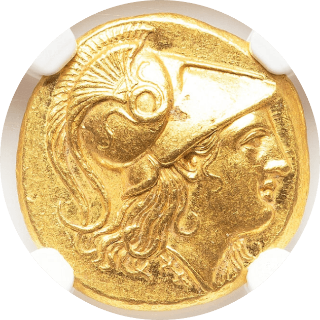 【Ch AU 4/5 4/5 Fine Style】紀元前336年〜323年 古代マケドニア王国 アレキサンダー3世 スターテル金貨(表)