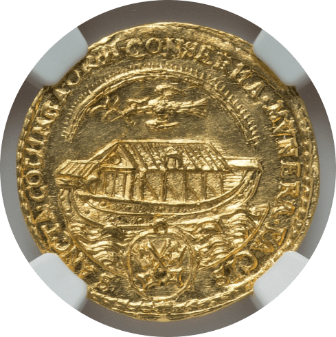 【MS64★】1649年 ドイツ 神聖ローマ帝国  レーゲンスブルク ノアの箱舟  1ダカット金貨(表)