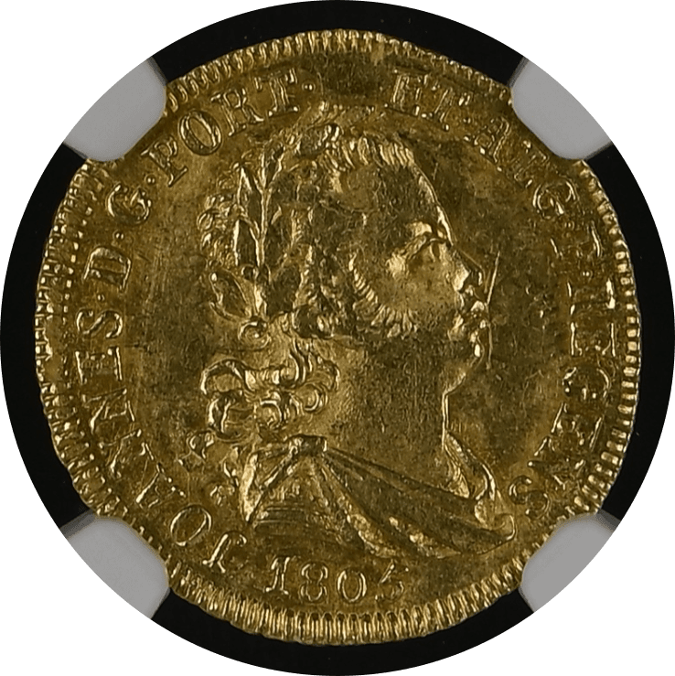 【MS63】1805年 ポルトガル ジョアン6世 1/2エスクード 金貨(表)