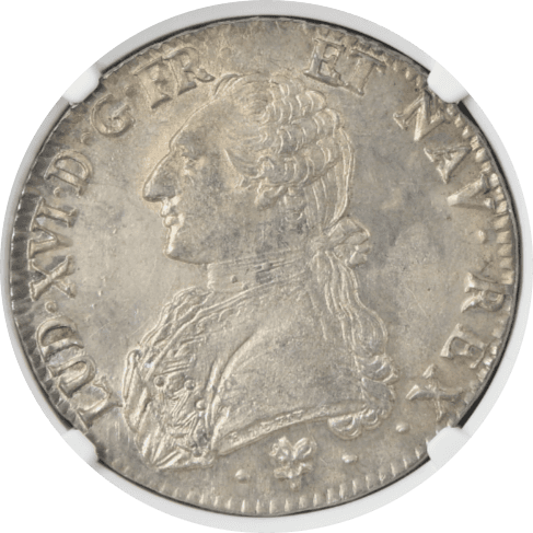 【MS63】1789年 フランス  ルイ16世 エキュ銀貨(表)