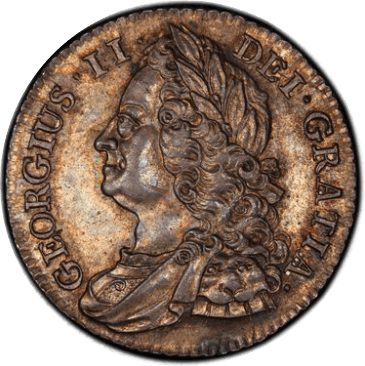 【MS64】1743年 イギリス ジョージ２世 シリング 銀貨(表)