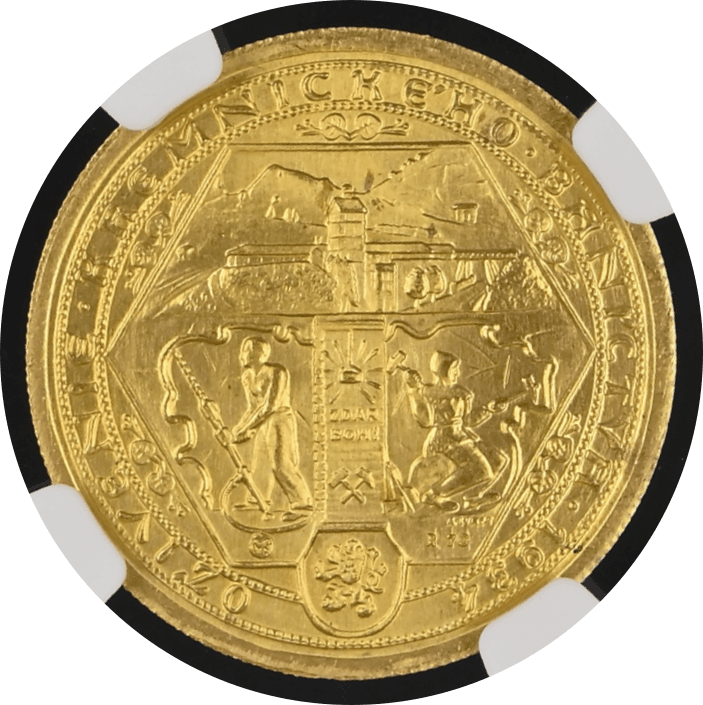 【MS68】1934年  チェコスロバキア クレムニツァ鉱山再開記念 リストライク 2ダカット金貨(裏)