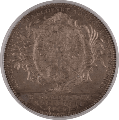 【AU58】1772年 神聖ローマ帝国  ドイツ フランクフルト 都市景観 ターラー銀貨(裏)