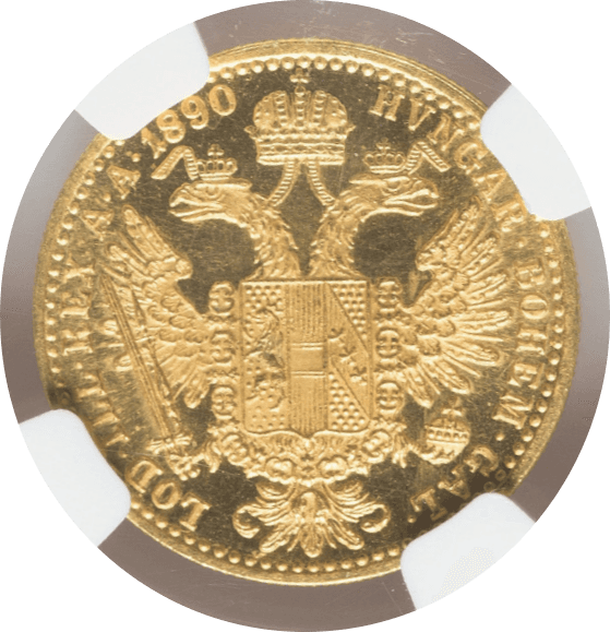 【MS65】1890年 オーストリア フランツ・ヨーゼフ1世 1ダカット金貨(裏)