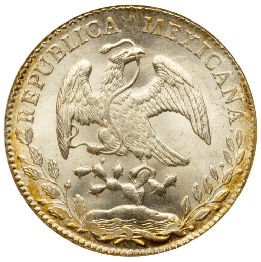 【MS65】1885年 メキシコ 8レアル銀貨(表)