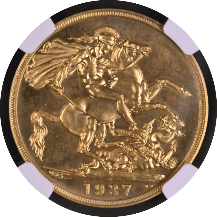 【PR65】1937年 イギリス ジョージ6世 2ソブリン金貨(裏)