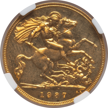 【PR65★】1937年 イギリス ジョージ6世 戴冠記念 1/2ソブリン金貨(裏)