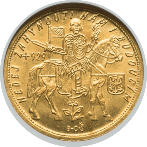 【MS65】1931年  チェコスロバキア 10ダカット金貨(表)