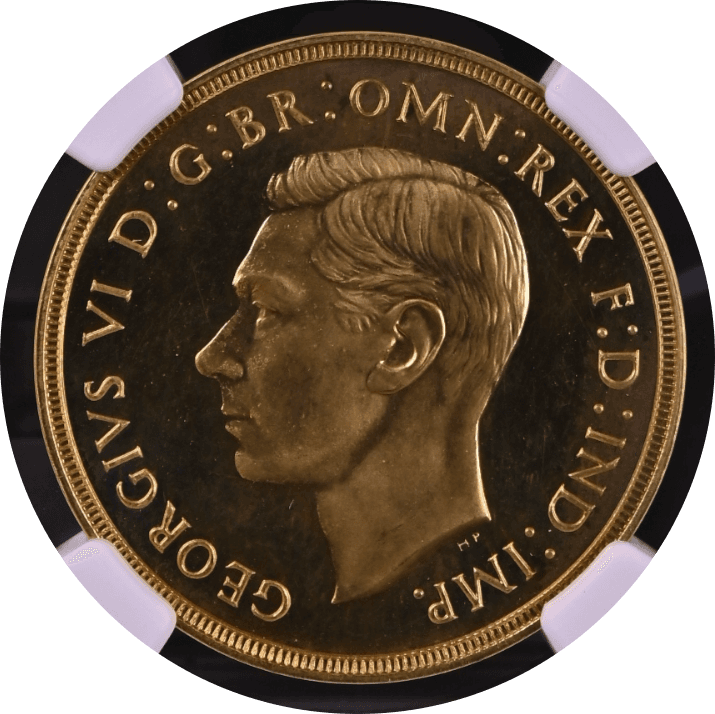 【PR65】1937年 イギリス ジョージ6世 2ソブリン金貨(表)