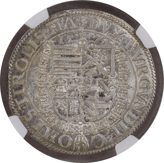 【MS65+★】1575年 神聖ローマ帝国 オーストリア  フェルディナンド1世 ターラー銀貨(裏)