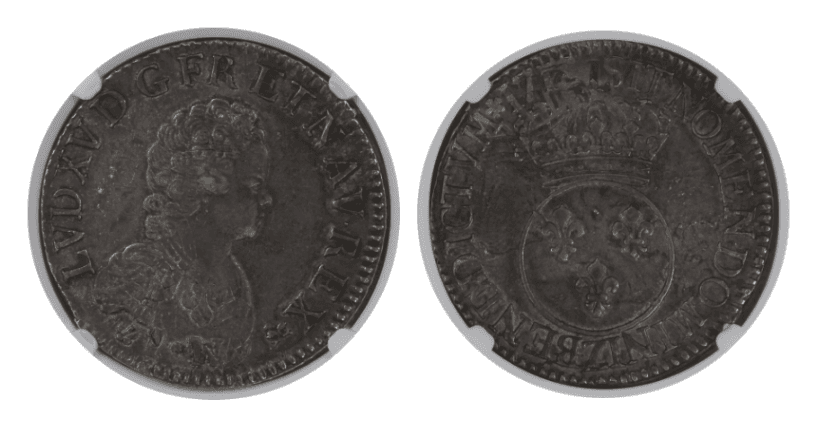 【AU55】1718年 フランス ルイ15世 エキュ銀貨