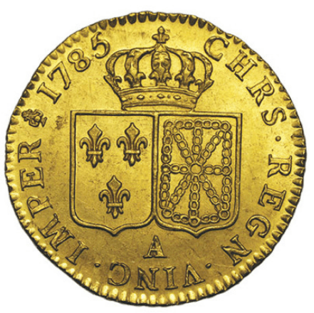 【UNC Details】1785年 フランス  ルイ16世 ルイドール金貨(裏)