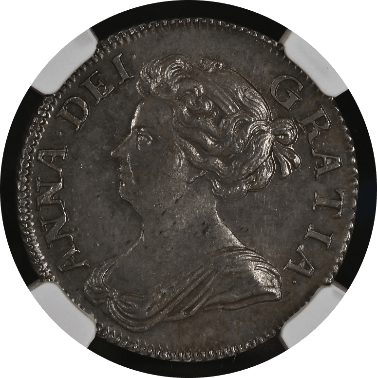 【MS63】1708年 イギリス  アン女王 1シリング銀貨(表)