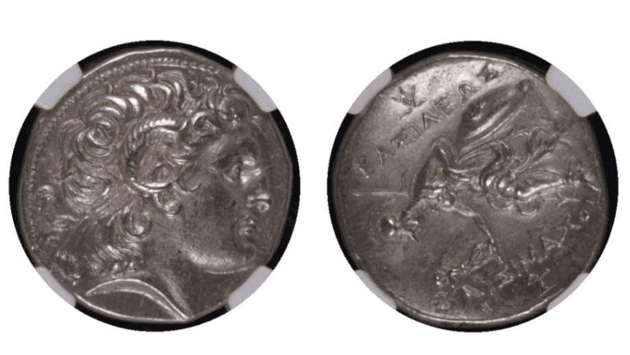 【MS 5/5 4/5 Fine Style】紀元前305年〜281年 古代トラキア王国 リュシマコス アレクサンドロス3世 テトラドラクマ銀貨