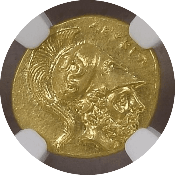 【Ch MS 5/5 4/5 Fine Style】紀元前290年〜280年 古代ギリシャ ルカニア メタポントゥム  1/3スターテル金貨(表)