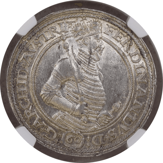 【MS65+★】1575年 神聖ローマ帝国 オーストリア  フェルディナンド1世 ターラー銀貨(表)