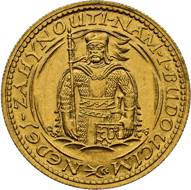【MS62】1925年  チェコスロバキア 1ダカット金貨(表)