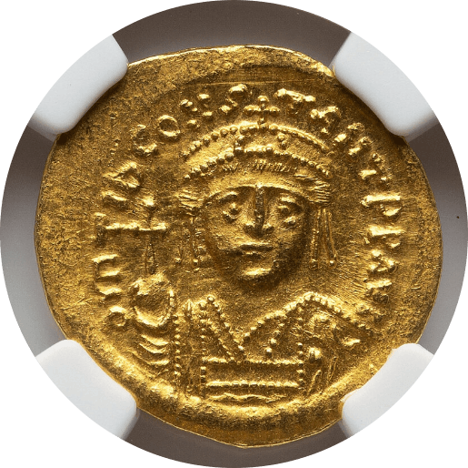 【MS 5/5 4/5】578年〜582年 ビザンツ帝国（東ローマ帝国）ティベリウス2世  ソリダス金貨(表)