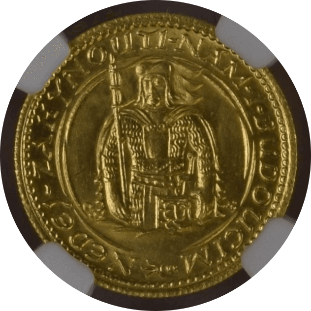 【MS67】1968年 チェコスロバキア 建国50周年記念 1ダカット金貨(表)