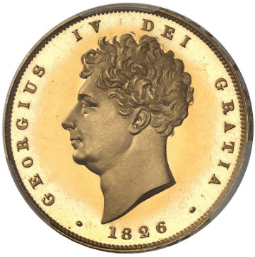 【PR68 DCAM】1826年 イギリス ジョージ4世 2ソブリン金貨(表)
