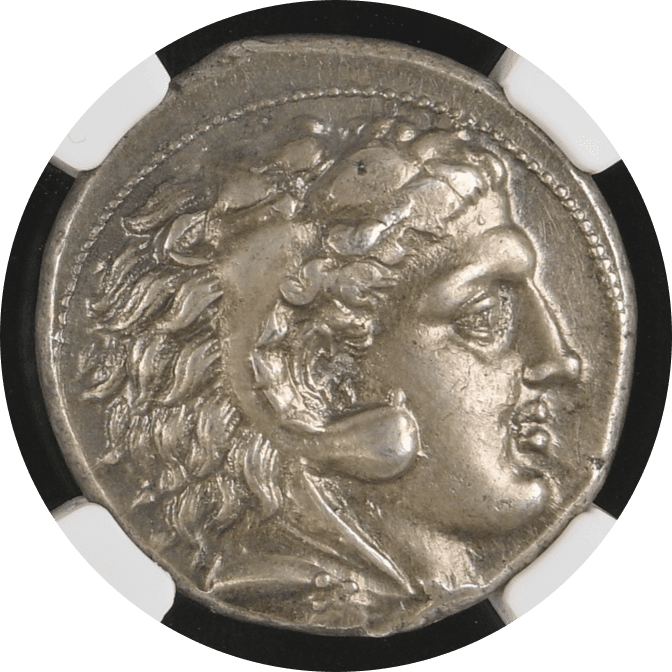 【AU★ 5/5 5/5 FineStyle】紀元前300年〜289年 古代ギリシア シチリア島 シキュロ・プニック  テトラドラクマ銀貨(表)