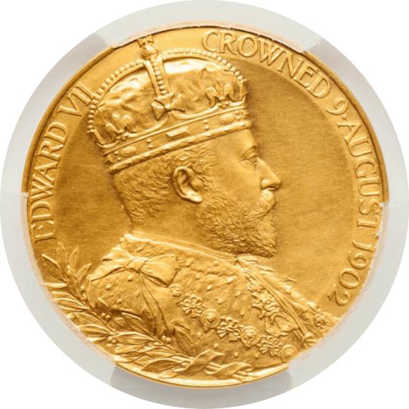 【SP62】1902年 イギリス エドワード7世 戴冠記念 金メダル(表)