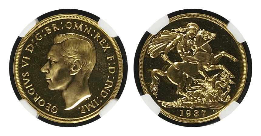 【PF63〜PF65】1937年 イギリス ジョージ6世 プルーフ金貨4枚セット(裏)