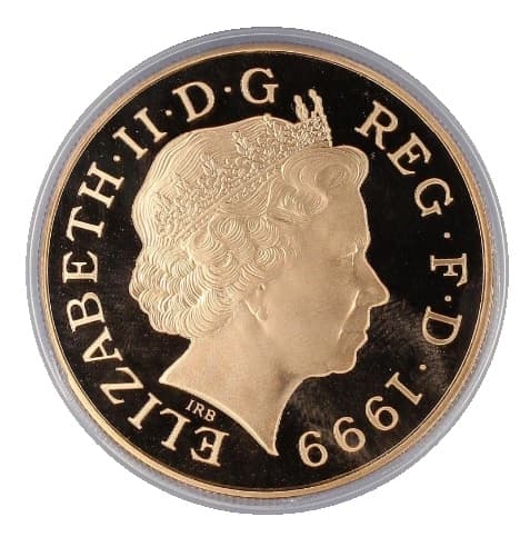 【PR69 DEEP CAMEO】1999年 イギリス　ダイアナ追悼　5ポンド金貨(裏)