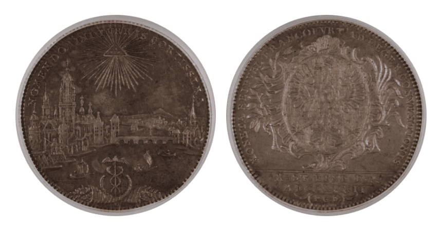 【AU58】1772年 神聖ローマ帝国  ドイツ フランクフルト 都市景観 ターラー銀貨