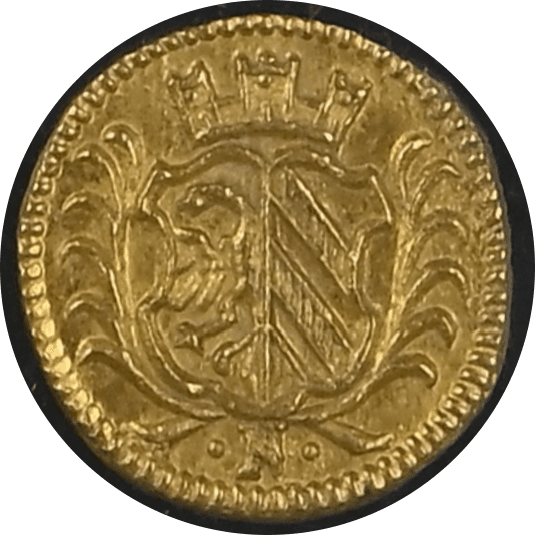 【MS65】1700年 神聖ローマ帝国 ドイツ ニュルンベルク ラムダカット 1/8ダカット金貨(裏)