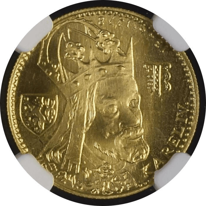 【MS67】1979年 チェコスロバキア カール4世 没後600年記念 1ダカット金貨(表)