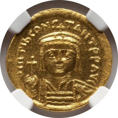 【MS 5/5 4/5】578年〜582年 ビザンツ帝国（東ローマ帝国）ティベリウス2世  ソリダス金貨(表)