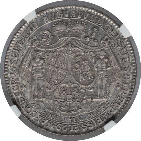 【MS65】1770年 神聖ローマ帝国 ドイツ スペイヤー司教領  ダミアン・アウグスト・フィリップ・カール君主司教 1/2ターラー銀貨(裏)