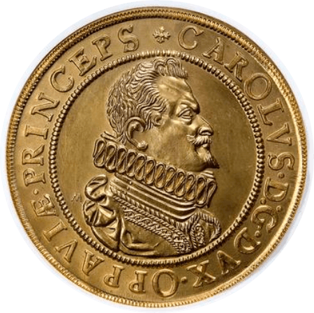 【MS68】1616年 神聖ローマ帝国 リヒテンシュタイン カール1世 リストライク 10ダカット金貨(表)