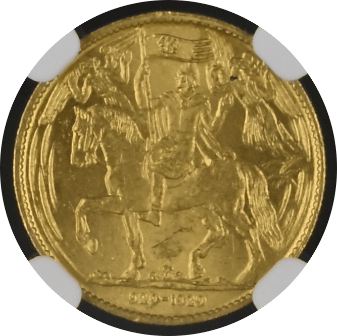 【MS64】1929年 チェコスロバキア ボヘミアキリスト教伝来 1000周年記念 ダカット金貨(裏)
