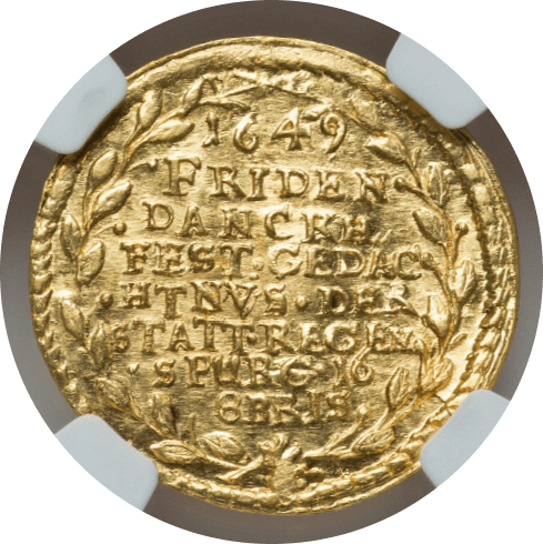 【MS64★】1649年 ドイツ 神聖ローマ帝国  レーゲンスブルク ノアの箱舟  1ダカット金貨(裏)