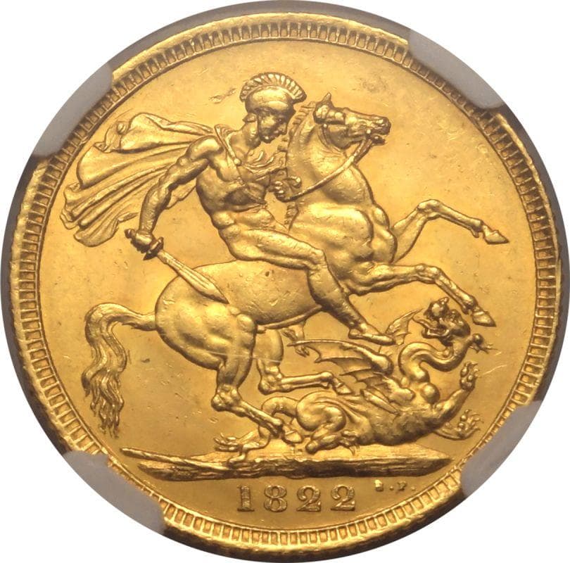 【MS62+】1822年 イギリス ジョージ4世 1ソブリン金貨(裏)